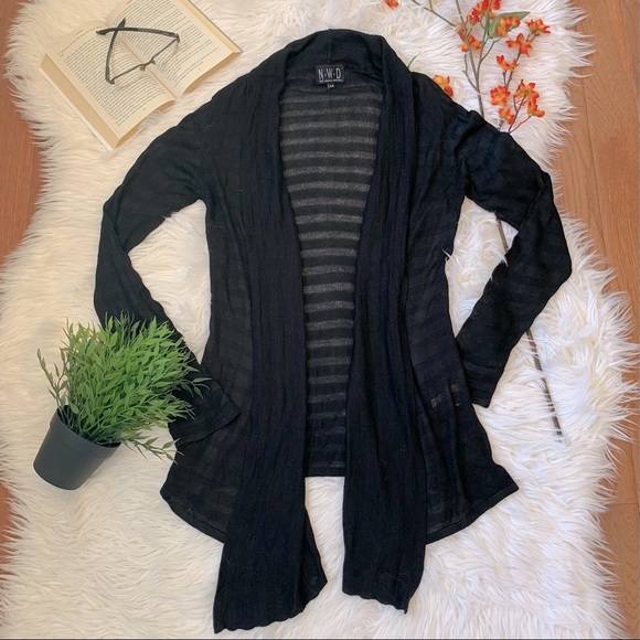 New Woman Design Sweaters - *Free with Bundle* Striped Open Drape Cardigan